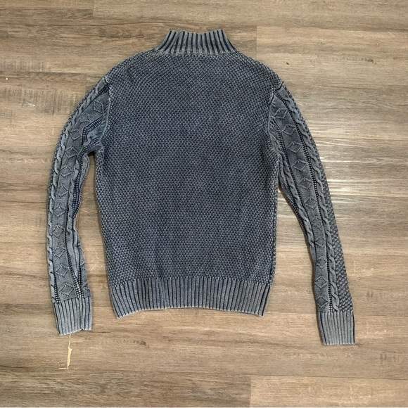 Carbon 2 Cobalt Cable Knit Zip Sweater Adult L Blue Gray Cotton Linen Stavanger - Picture 7 of 7